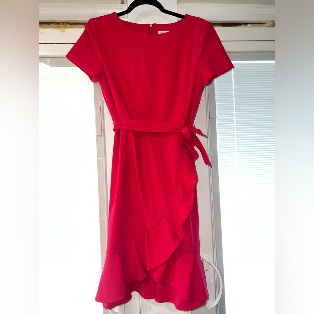 Hot Pink Calvin Klein Dress with Belt Size 10